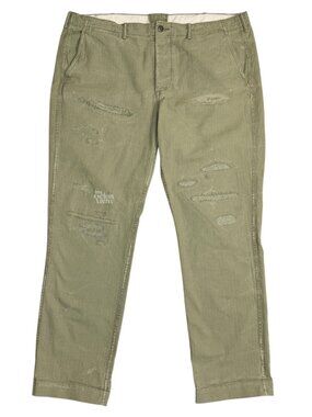 Size 40 Polo Ralph Lauren Distressed Chino 'Olive' 710645258001 Pre-Owned